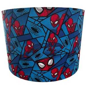 Handmade Fabric Lampshade Characters, Teams, Customised Designs Spiderman Style Light