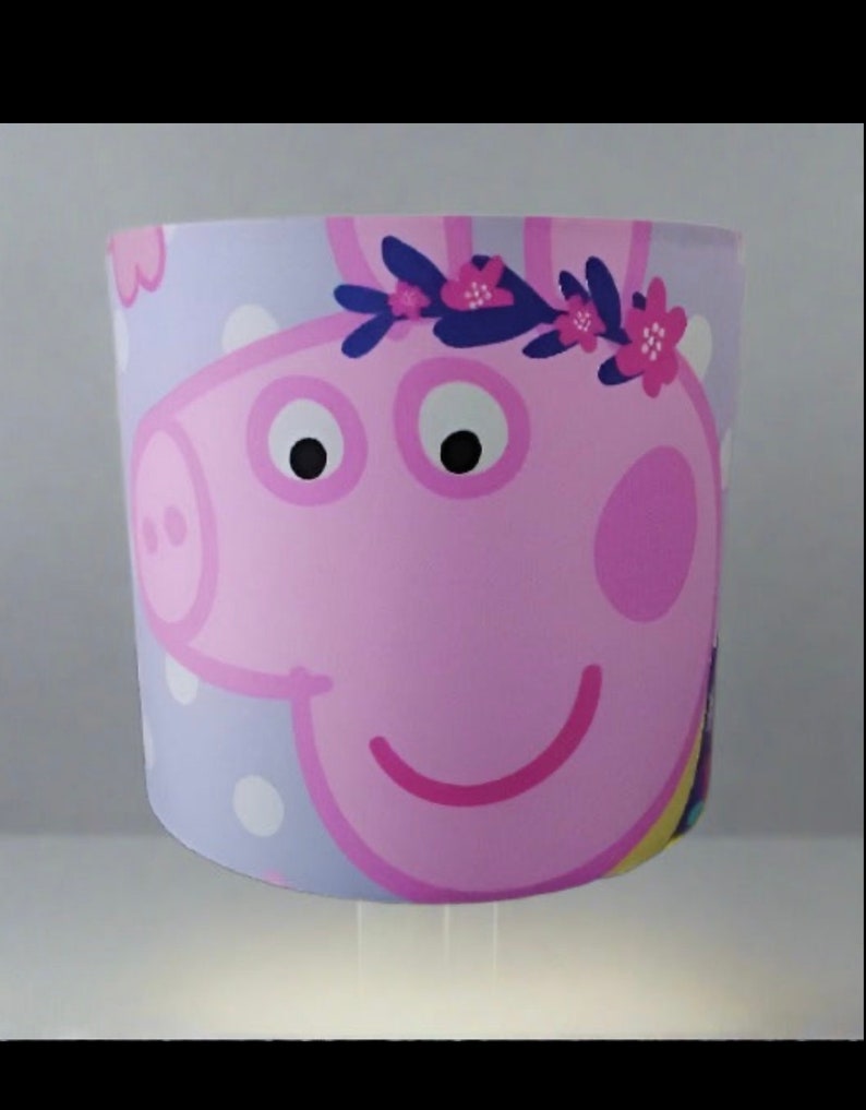 Handgefertigte Stoff Trommelform Lampenschirm Charaktere, Teams, maßgeschneiderte Designs Peppa Pig Style Light Bild 1