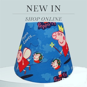 Handmade Fabric Conical Shape Lampshade Characters, Teams, Customised Designs Peppa Pig Style Light