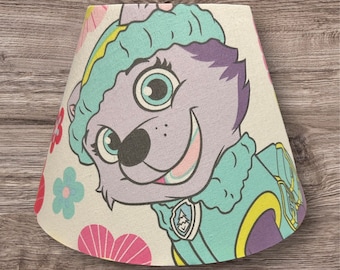 Handmade Fabric Conical Shape Lampshade Characters, Teams, Customised Designs Paw Patrol Style Light Chase Everest Marshall Rubble