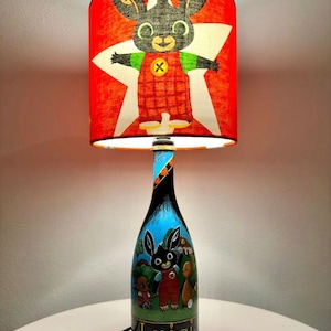 Handmade Fabric Drum Shape Lampshade Characters, Teams, Customised Designs Bing Bunny Style Light