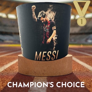 Handmade Fabric Lampshade Characters, Teams, Customised Designs Messi Barcelona Style Light