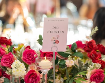 Table Numbers for Wedding Flowers Edition Custom Personalized