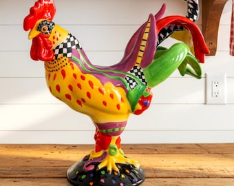 Sharon Neuhaus Poultry in Motion Mardi Gras Rooster Figurine