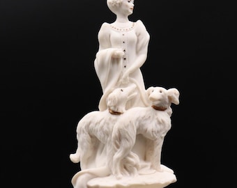 Porcelain Figurine: Woman with Dogs, Italian Art (Limited Edition)