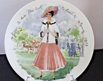 D'Arceau Limoges Woman of the Century Sophie New Look Limoges Plate - Vintage 1947 Hand-Painted Porcelain