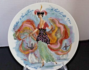 D'Arceau Limoges Woman of the Century Art Nouveau Limoges Plate - Albertine by Paul Poiret, 1910