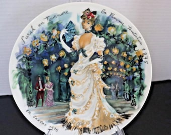 D'Arceau Limoges Woman of the Century Limoges Porcelain Plate, Victorian Sarah in Bustle Dress (1875)