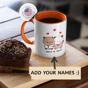 Bubu Dudu Gepersonaliseerde Valentijnsmok Kawaii schattige pandabeer Bubu Dudu Mok Grappige aangepaste naam Koppels cadeau Pandabeer knuffel jubileum