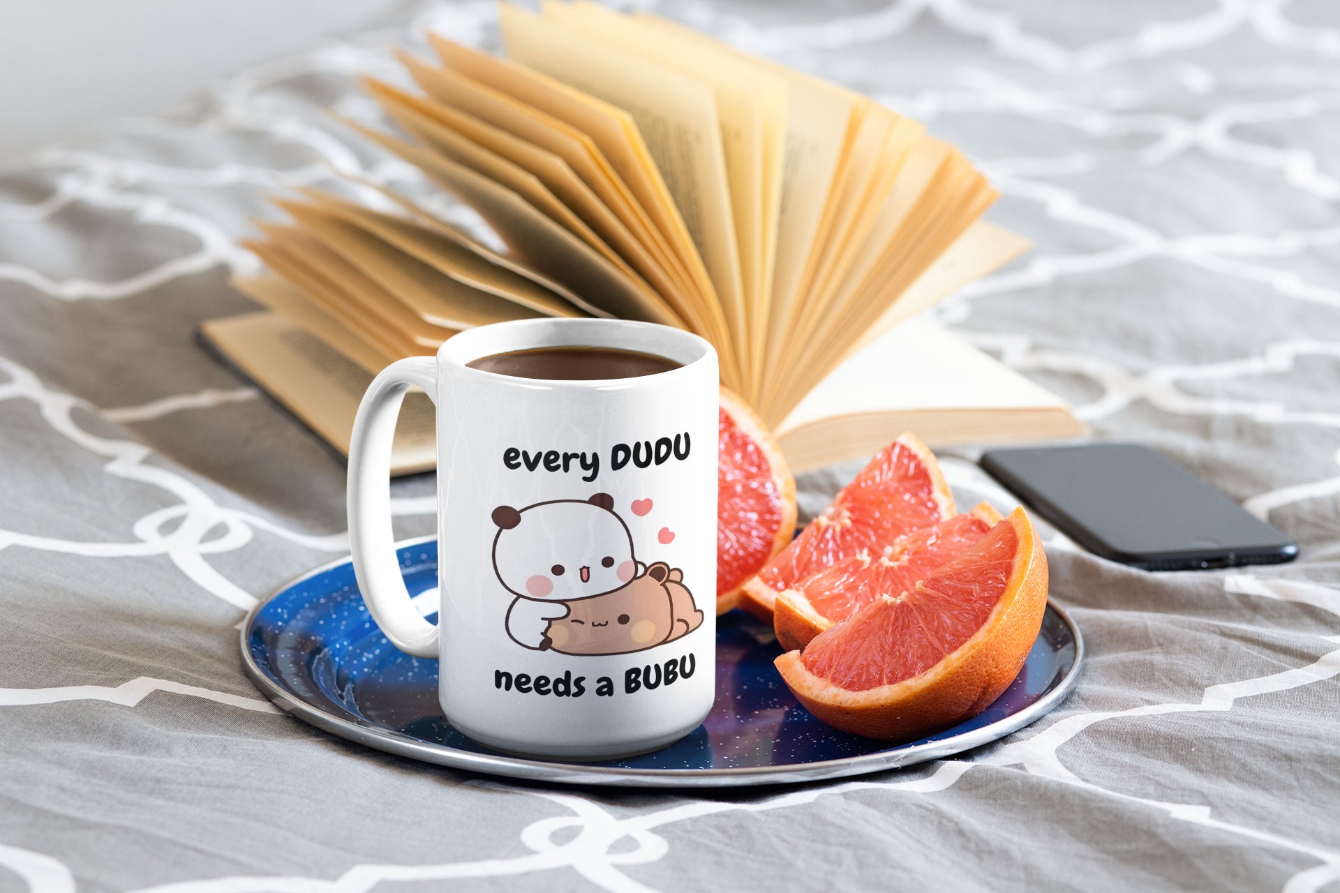 Cute Bear Couple Mug – 11oz Ceramic, Panda Love Design, Gift For Couples, Him & Her | White