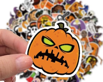 100pcs Halloween Stickers - Ghost, Witch, Pumpkin Decor | Waterproof Vinyl Stickers for DIY Notebooks, Guitars Spooky Gothic Halloween Décor