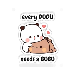 Adesivo Bubu & Dudu Adesivo originale in vinile con abbraccio di panda e simpatico adesivo kawaii per la decorazione del computer portatile Adesivi kawaii