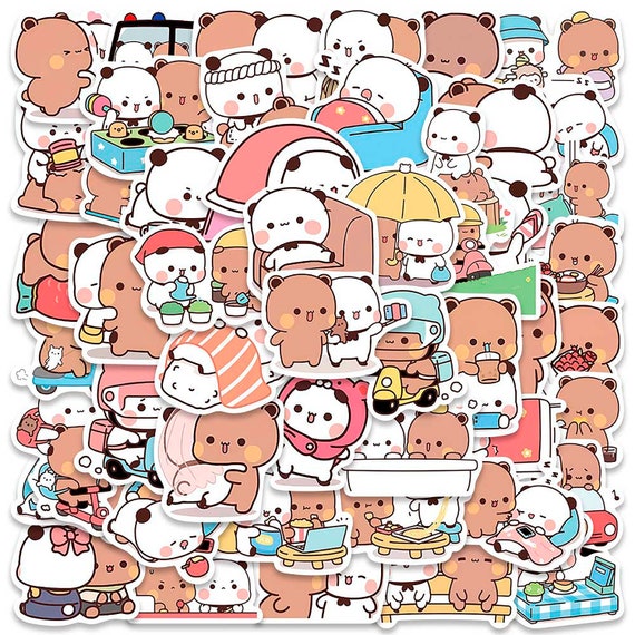 Bubu Dudu Stickers Cute Bubu Dudu Panda Bear Hug Couple Stickers for Laptops Skateboard