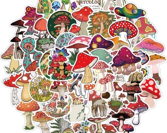 50PCS Cartoon Psychedelic Mushroom Sticker Cute Color Magic Plant Funny Anime Stickers Phone Laptop DIY Stickers Decals