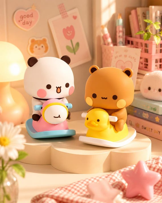 BUBU & DUDU Toy Figure Set | Kawaii Panda Bear Collectible Decor