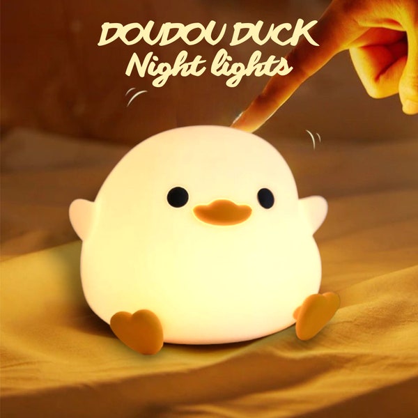 Adorable duck LED nightlight| touch sensor lamp| perfect for nursery and bedside| cute duck and bean LED nightlight| gifts for children|lamp