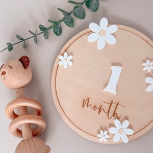 Carte d'étape mensuelle en bois de <br> Vous avez des idées ? Jeu de cartes de visite personnalisées | Panneau marqueurs d'étape | Cadeau pour bébé, accessoire photo, décoration