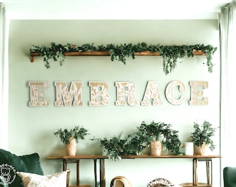 Floral Nursery Wooden Name Wall Decor | Boho Wildflower Letters Sign | Layered 3d Letters | Wooden Alphabet Letters | Kids Girls Room Sign