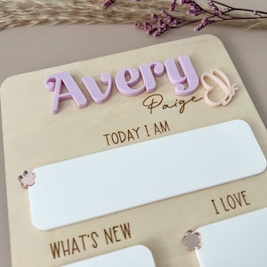 Wooden Mini Butterfly Baby Milestone Board | Personalized Monthly Marker | Reusable Dry Erase Sign | Baby Gift, Photo Prop, Nursery Decor