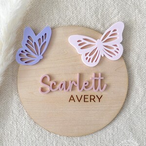 Faire-part en bois de nom de bébé de <br> Profitez-en ! carte de visite personnalisée | Cadeau baby shower | Accessoire photo nouveau-né, décoration de chambre d'enfant