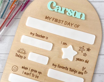 Personalized Back to School Board | Interchangeable First Day Last Day of School Sign | Custom Reusable Dry Erase Board | School Photo Prop