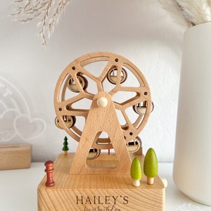 Carrousel musical en bois avec grande roue | Boîte à musique en bois gravée personnalisée | Baby shower, Cadeau pour enfant, Décoration de chambre d&#39;enfant, Souvenir