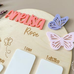 Wooden Butterfly Monthly Milestone Board | Custom Milestone Sign | Personalized Reusable Dry Erase Board | Baby Gift, Photo Prop, Decor