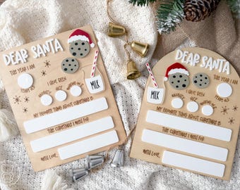 Dear Santa Sign | Letter to Santa | Children’s Christmas Wish List | Note to Santa Wooden Board | Christmas Gift, Decor | Milk and Cookies