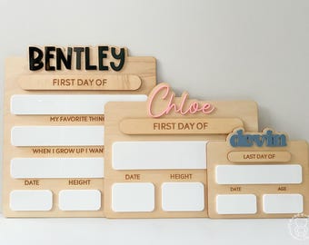 Personalized First Day Last Day of Interchangeable School Sign | Custom Back to School Board | Reusable Dry Erase | Kids School Photo Prop