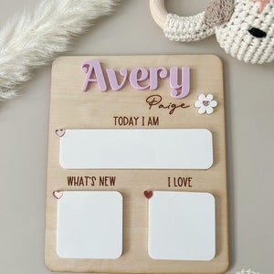 Wooden Mini Daisy Baby Milestone Board | Personalized Monthly Markers | Reusable Dry Erase Sign | Baby Gift, Photo Prop, Nursery Decor