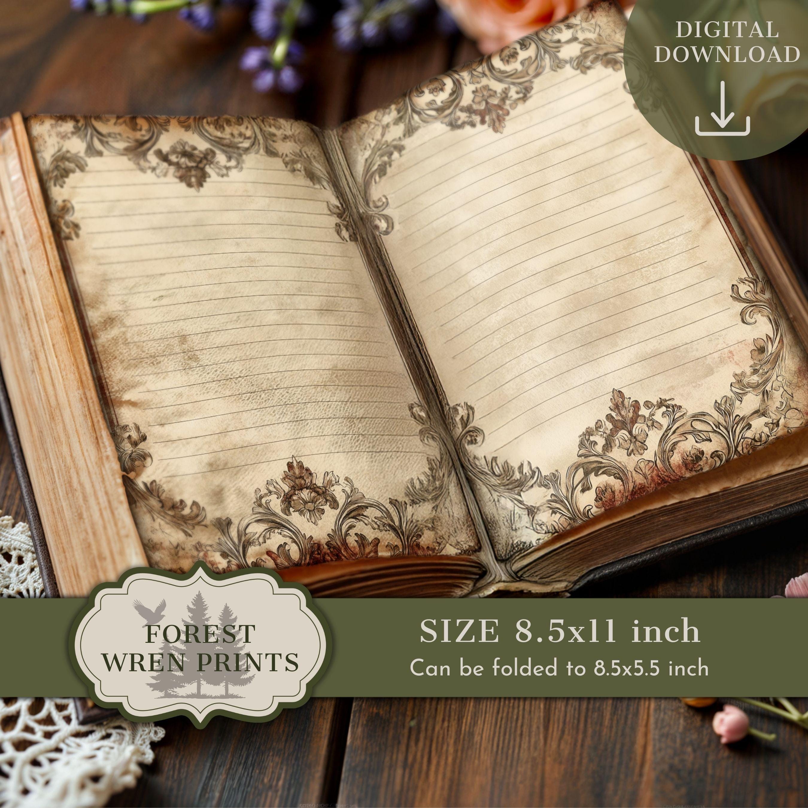 Evergreen Forest Junk Journal Filler Papers Horizontal, Vintage ...