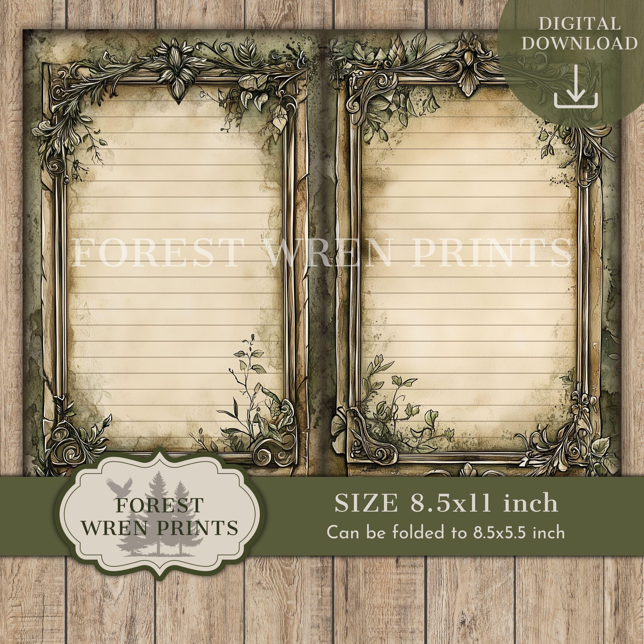 Evergreen Forest Junk Journal Filler Papers Horizontal, Vintage ...