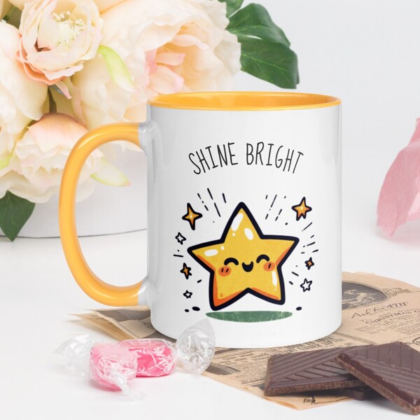 Shine Bright Mug, Cute Coffee Mug, Cute Gift Mug, Star Coffee Mug, Inspire Coffee Mug, Gift for Lover, Star Mug Gift, Summer Coffee Mug