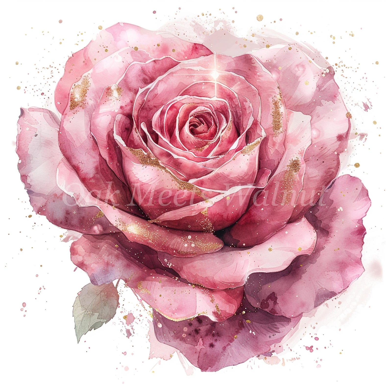 Pink Roses With Golden Glitter Clipart Bundle 10 High Quality Jpgs ...