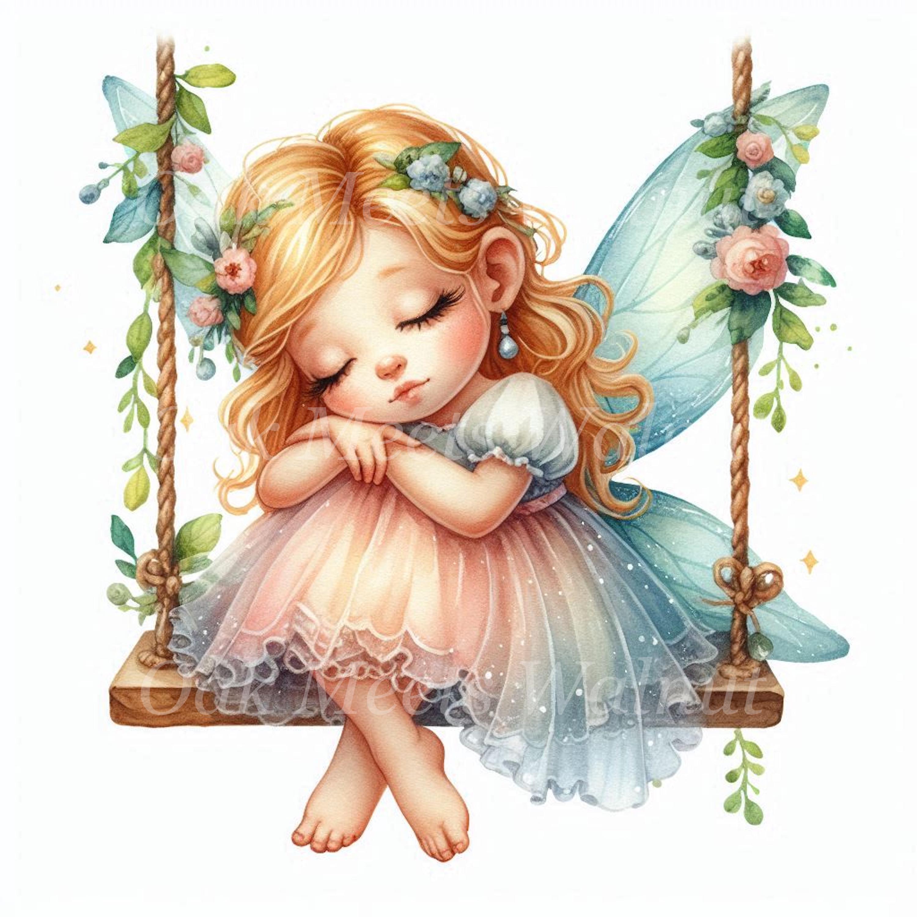 Sleeping Fairy Clipart Bundle – Watercolor Style Jpgs (digital Download ...