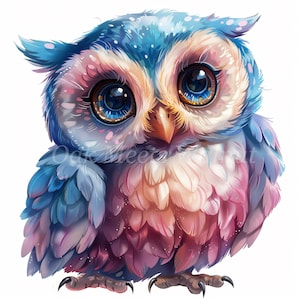 Cute Owl Clipart Bundle- 10 High Quality Watercolor JPGs, Storybook Kids Printable Images, Digital download,Paper craft, Junk journal