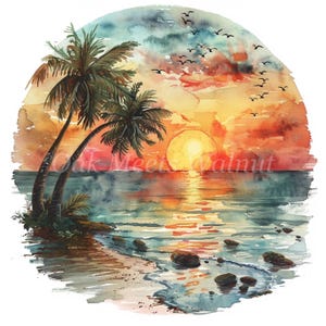 Sunset at the Beach Clipart Bundle- 10 High Quality JPGs, Landscape Graphics,  Sublimation, Digital download, Paper Craft, Junk journaling