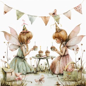 Fairy Party Clipart Bundle- 10 High Quality Watercolor Jpgs, Printable ...