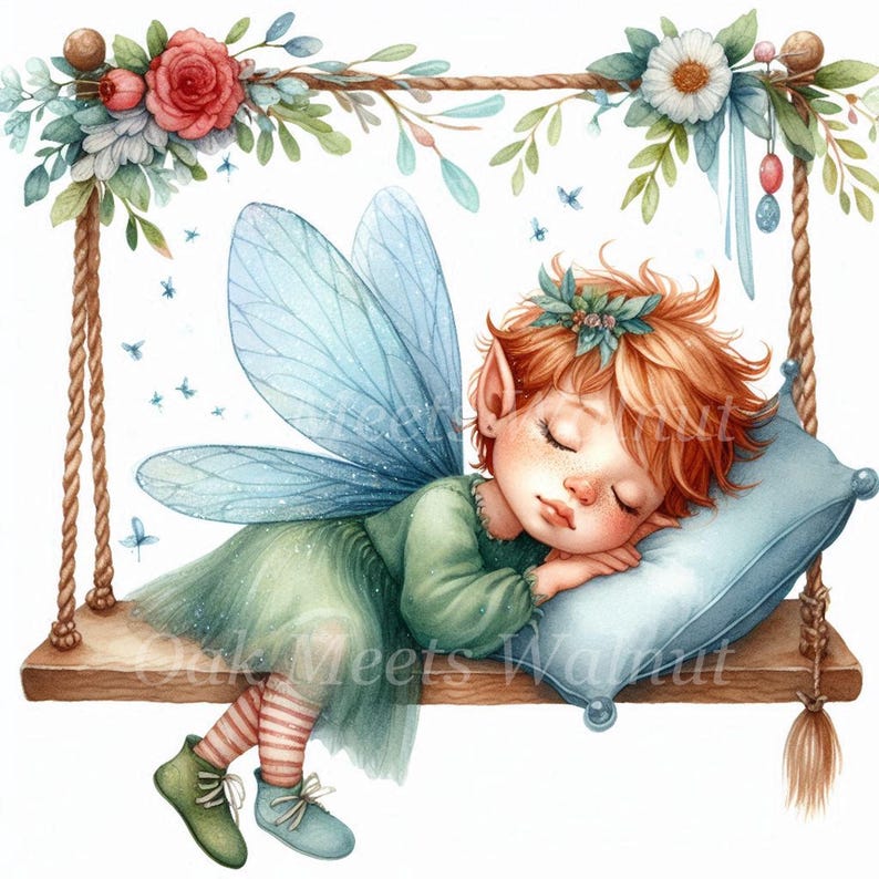 Sleeping Fairy Clipart Bundle – Watercolor Style Jpgs (digital Download ...