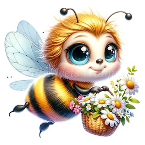 Cute Honeybee Clipart Bundle- 10 High Quality Watercolor JPGs, Scrapbook Graphics, Sublimation, Printable, Digital download,Paper craft