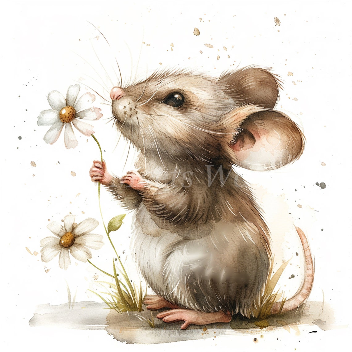 Mouse and Flowers Clipart Bundle 10 High Quality Watercolor Jpgs, Mixed ...