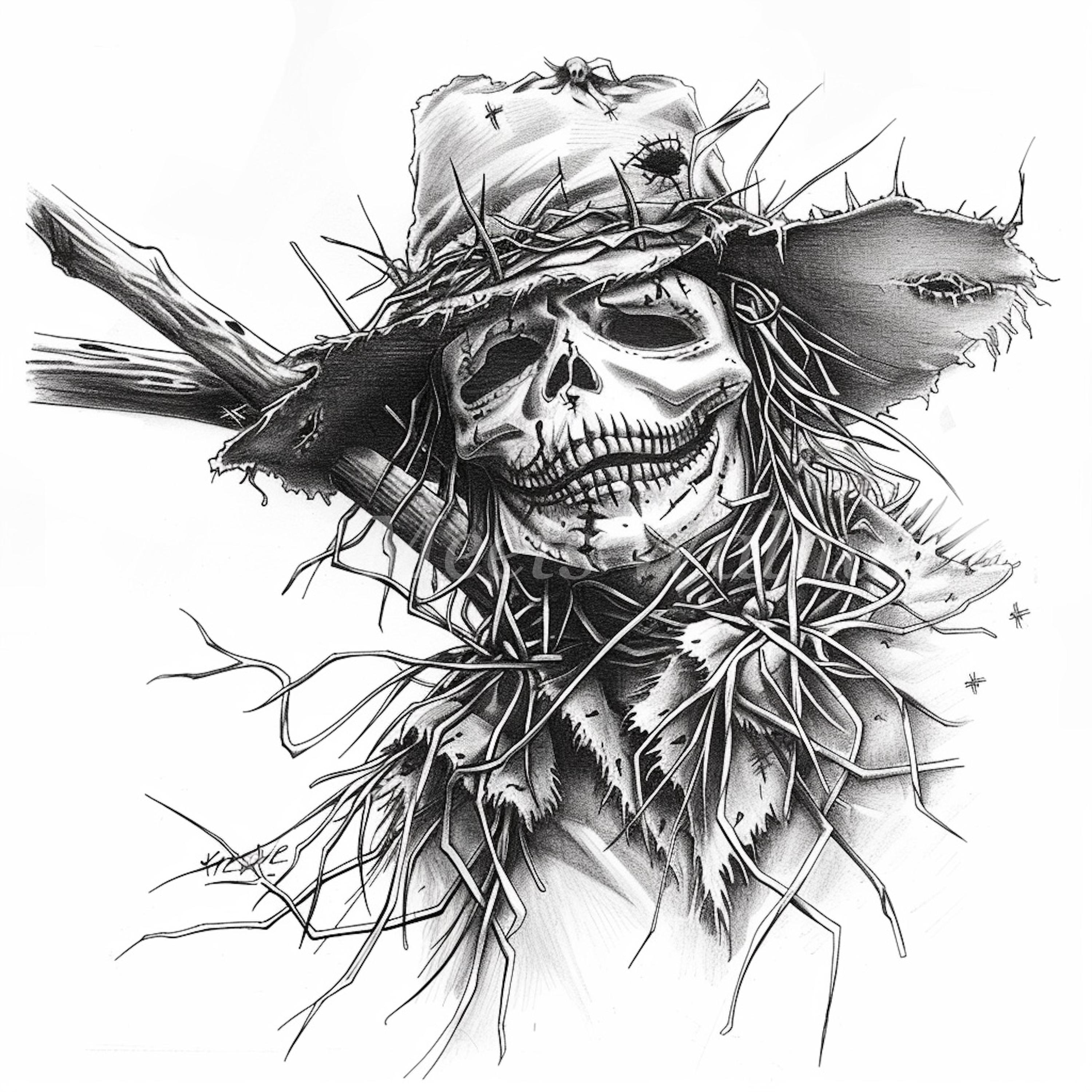 Evil Scarecrow Clipart: Halloween Sublimation Images (digital