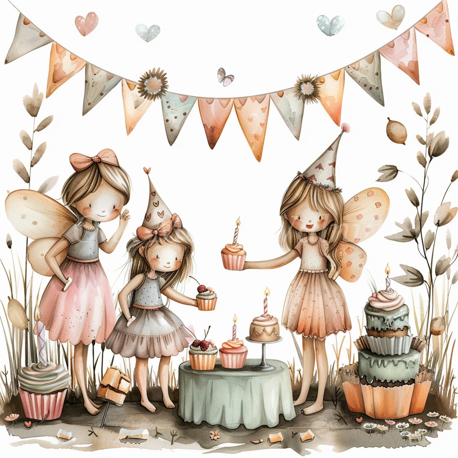 Fairy Party Clipart Bundle- 10 High Quality Watercolor Jpgs, Printable ...