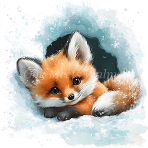 Baby Fox in Hole  Clipart Bundle- 10 High Quality Watercolor JPGs, Sublimation Paper Craft Printable Digital download Scrapbook Junk Journal