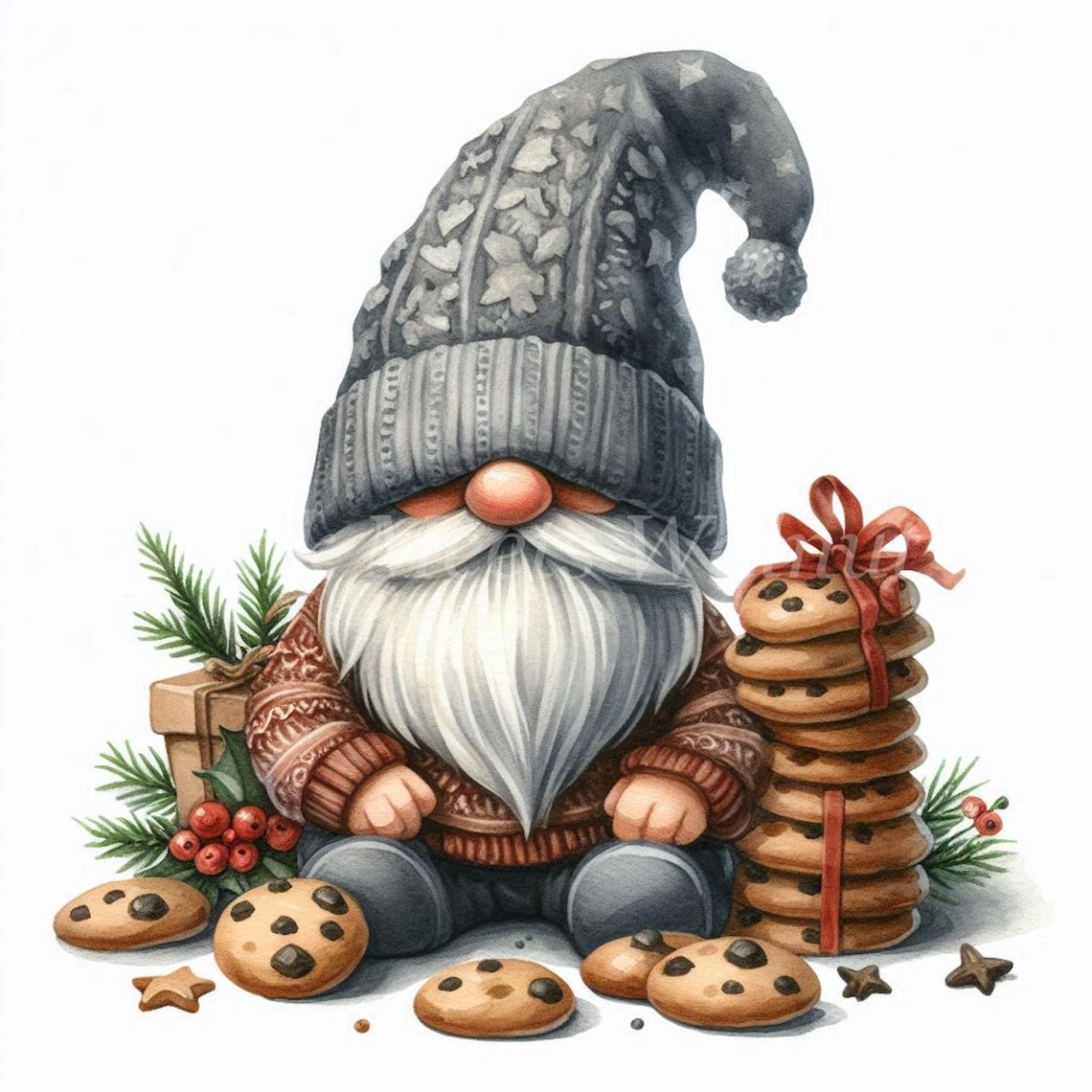 Gingerbread Gnome Watercolor Clipart: Christmas Cookie Art (digital ...