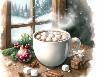 Hot Cocoa Clipart Bundle: Cozy Winter Illustrations (Digital Download)
