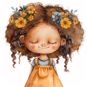 Cute Smiling Doll Set 1 Clipart Bundle- 10 High Quality Watercolor JPGs, Mixed Media,   Printable Image, Digital download, Junk journal