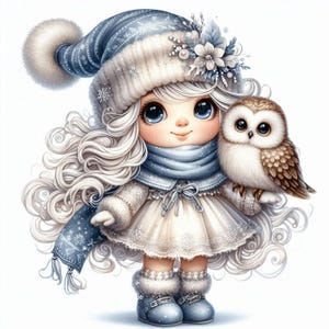 Frosty Fable Gnome Clipart Bundle-10 haute qualité aquarelle JPGs imprimable Digital download, Créations en papier, Journal indésirable et Scrapbooking