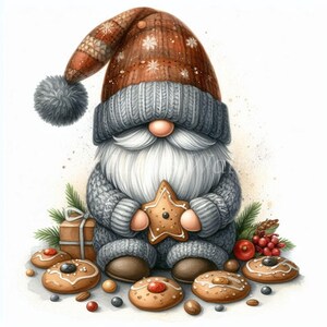 Gingerbread Gnome Watercolor Clipart: Christmas Cookie Art (digital ...