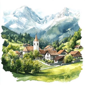 Swiss Alps Village Clipart Bundle 10 High Quality Watercolor Jpgs Printable Images Digital Swiss Alps Village Clipart Bundle 10 High Quality Watercolor Jpgs Printable Images Digital